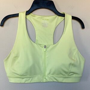Tek Gear Light Green Front Zip Racerback Sports Bra